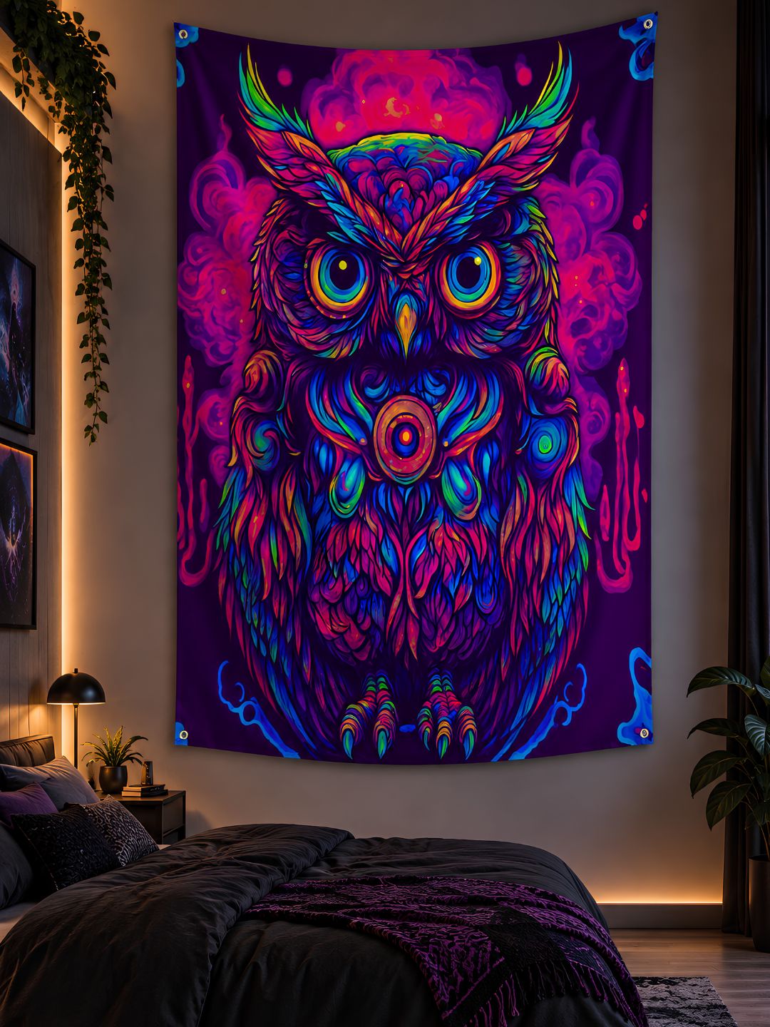 Luminous Owl Tapestry