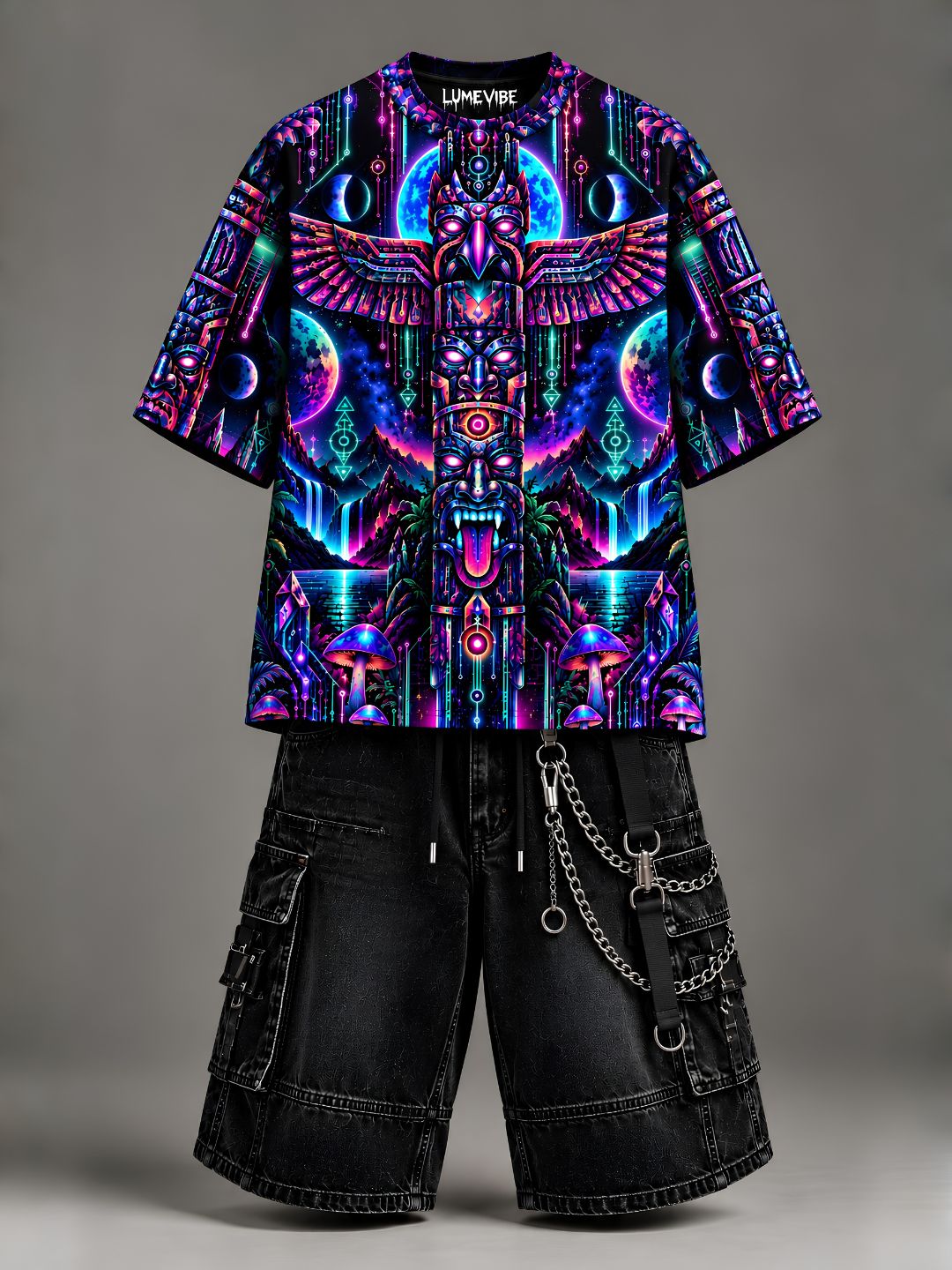 Purple Totem Frequency Oversized T-Shirt