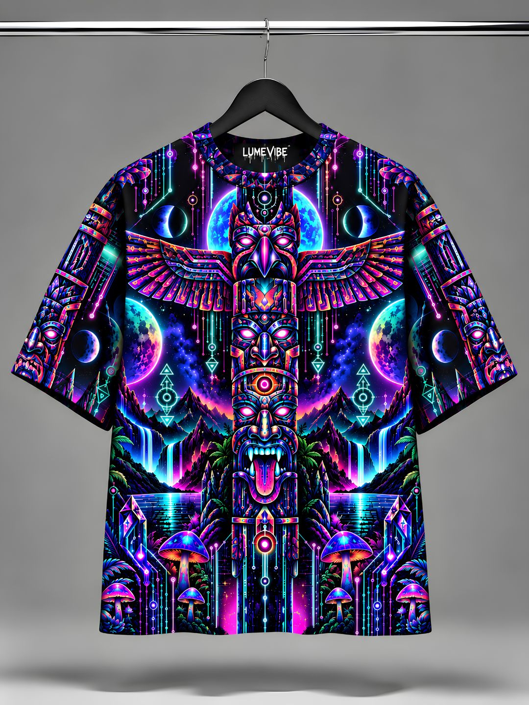 Purple Totem Frequency Oversized T-Shirt
