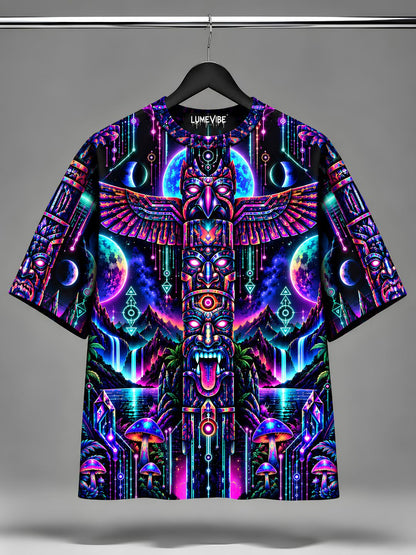Purple Totem Frequency Oversized T-Shirt