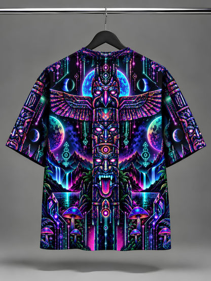 Purple Totem Frequency Oversized T-Shirt