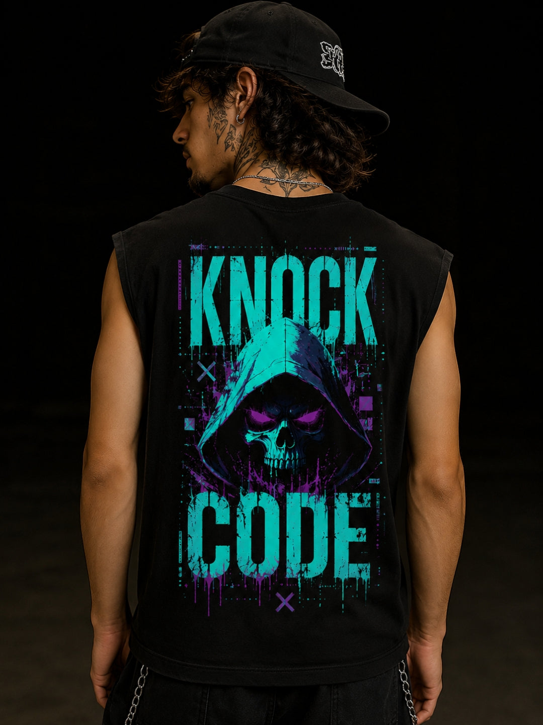 Knock Code Sleeveless Cotton Tee