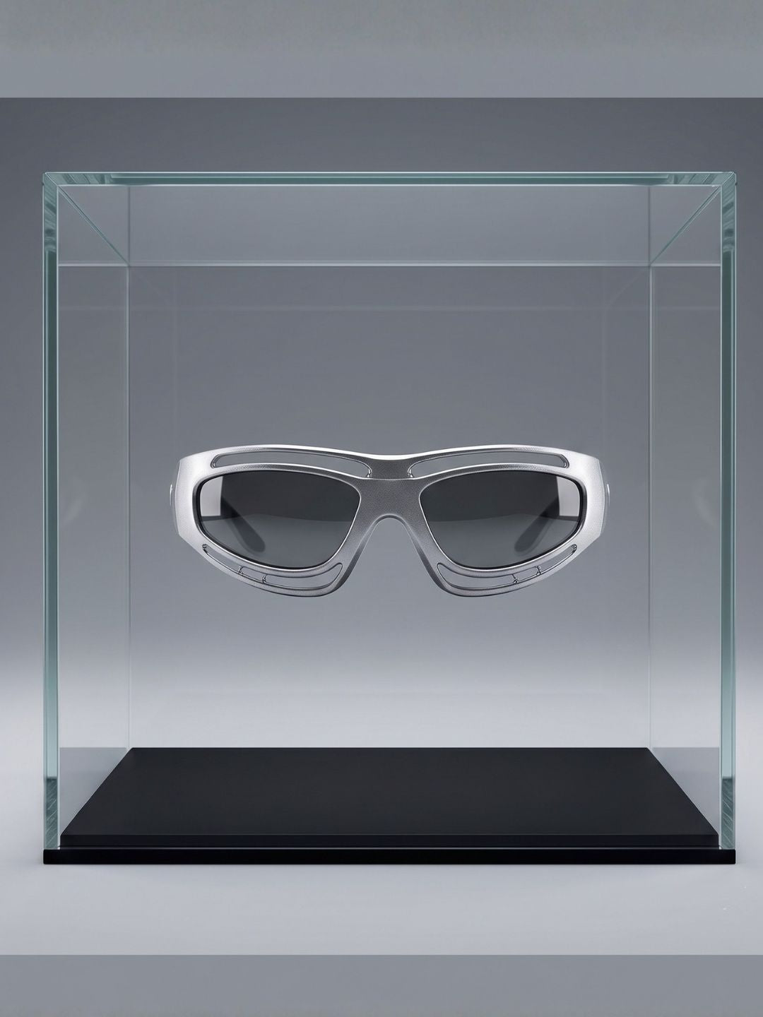 Cyber Shield - Wrapround Silver Sunglasses Unisex