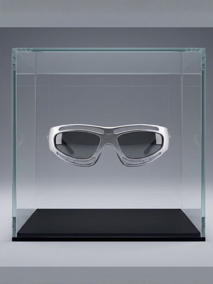 Cyber Shield - Wrapround Silver Sunglasses Unisex