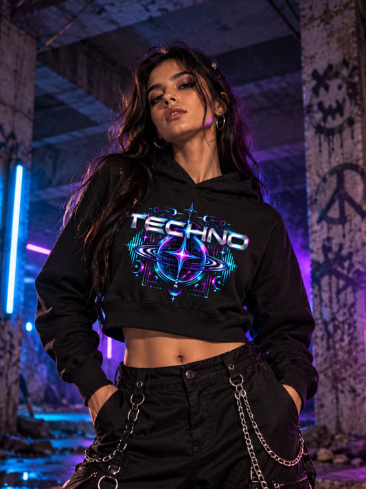 TECHNO Crop Hoodie
