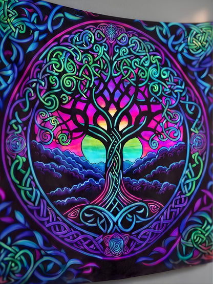 Celtic Tree of Life Wall Tapestry – Vibrant Boho Balcony Decor