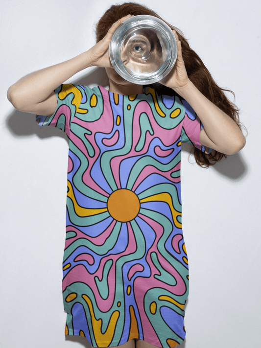 Retro Wave T-Shirt Dress