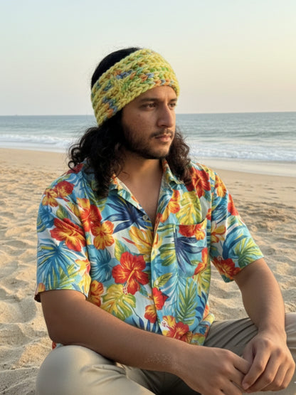 NeonGlow: Hand-Knitted UV-Reactive Woolen Headband