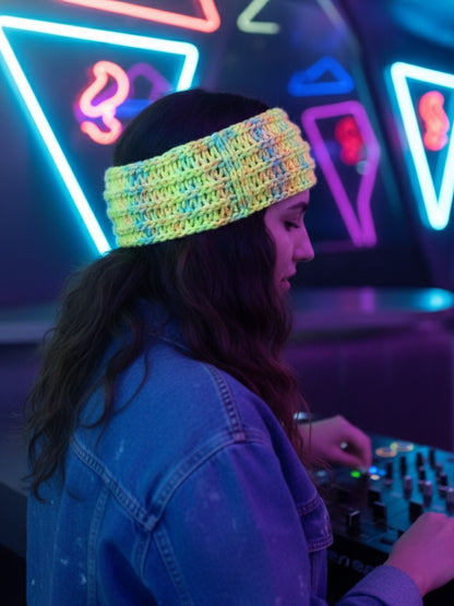NeonGlow: Hand-Knitted UV-Reactive Woolen Headband