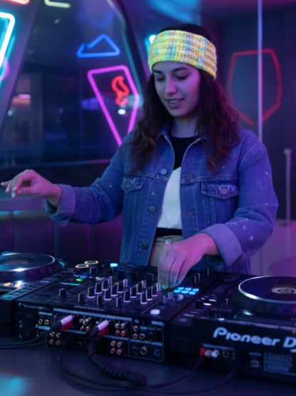 NeonGlow: Hand-Knitted UV-Reactive Woolen Headband