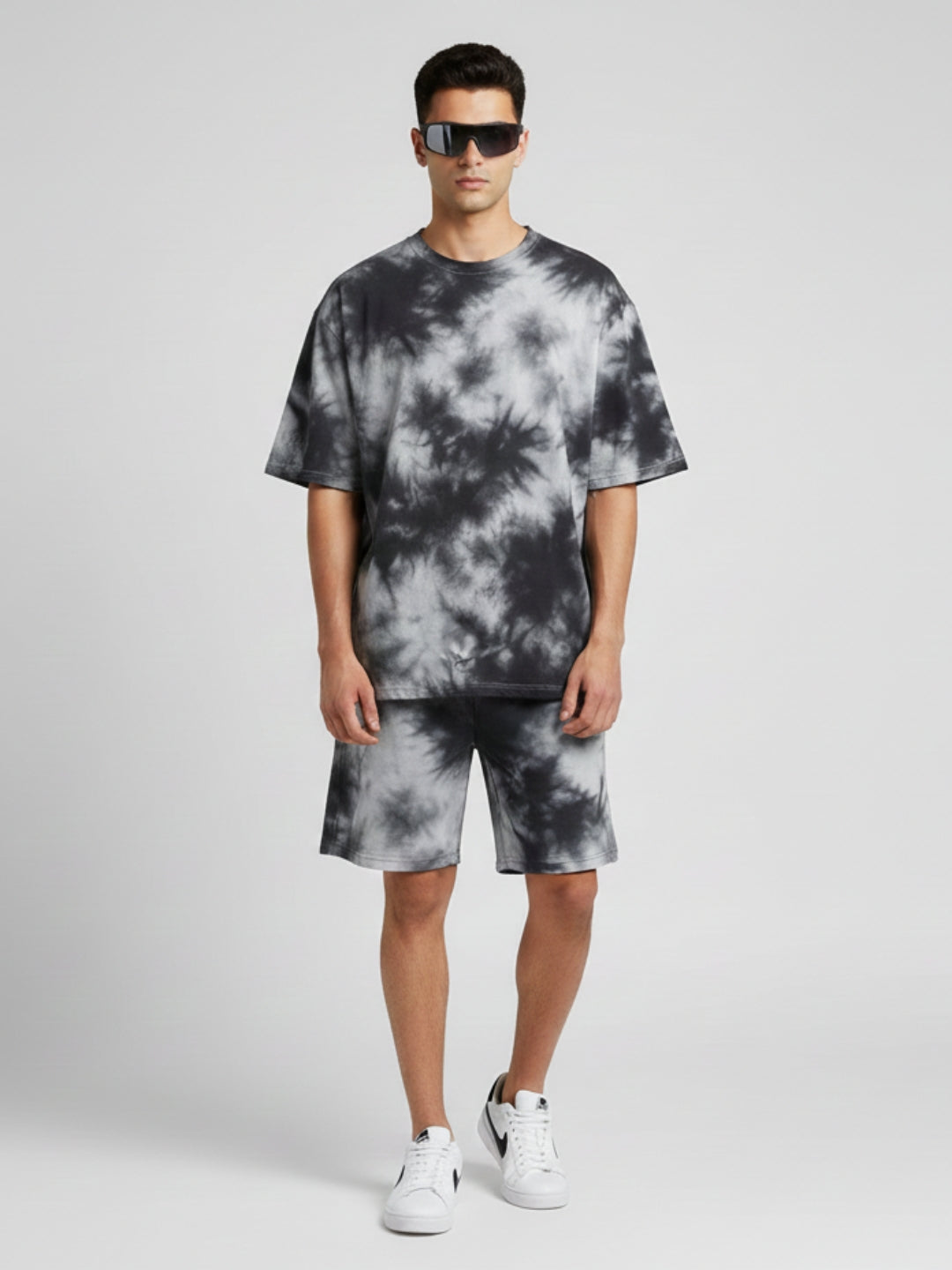 White Black Tie-Dye Co-ord Set – Men