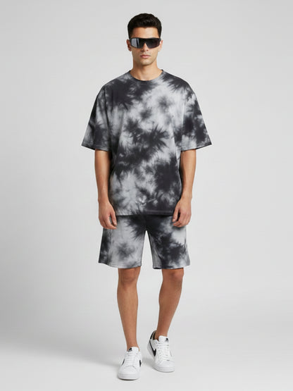 White Black Tie-Dye Co-ord Set – Men