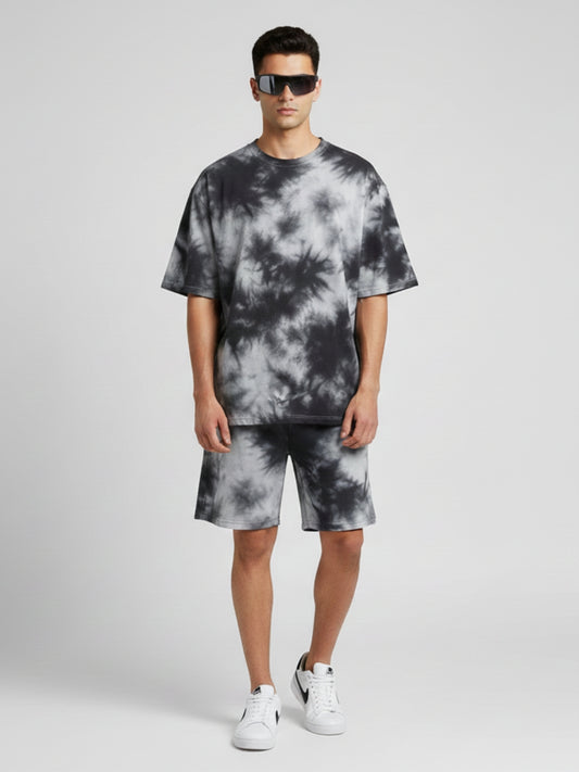White Black Tie-Dye Co-ord Set – Men