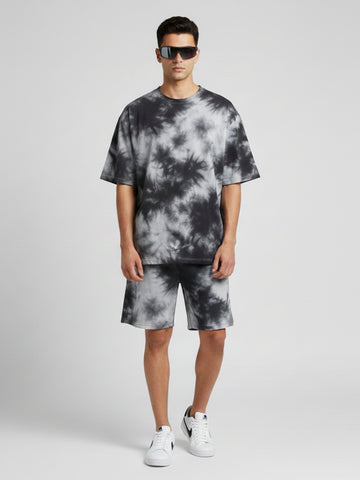 White Black Tie-Dye Co-ord Set – Men