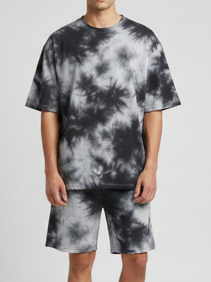 White Black Tie-Dye Co-ord Set – Men