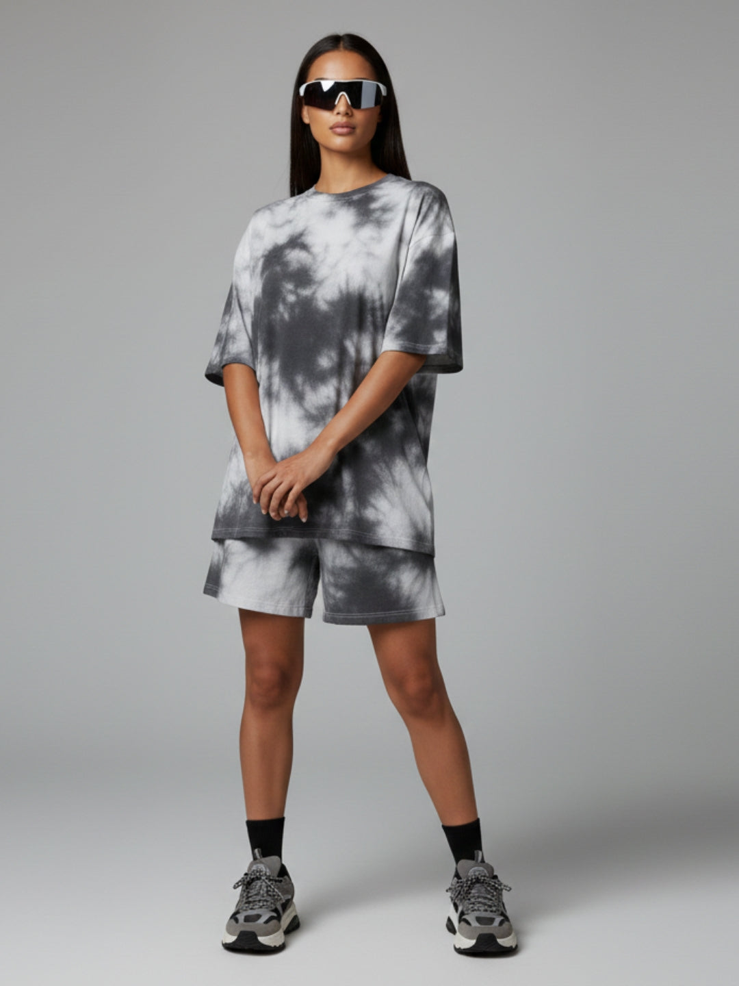 White Black Tie-Dye Co-ord Set – Women