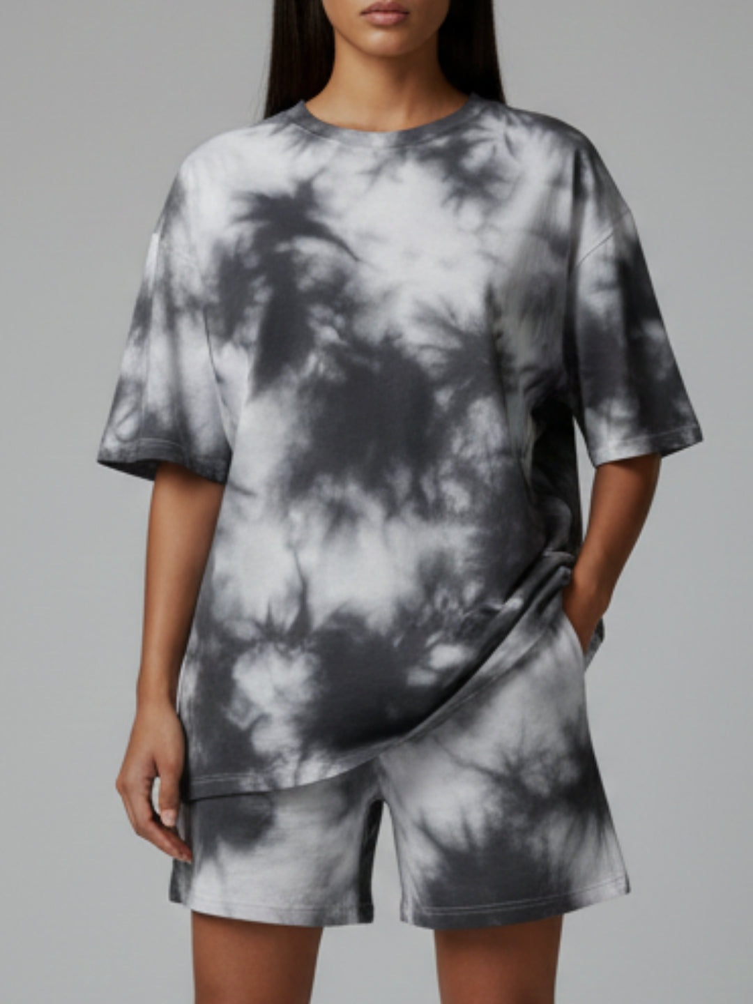 White Black Tie-Dye Co-ord Set – Women