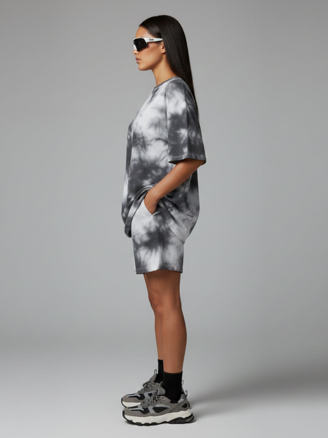 White Black Tie-Dye Co-ord Set – Women