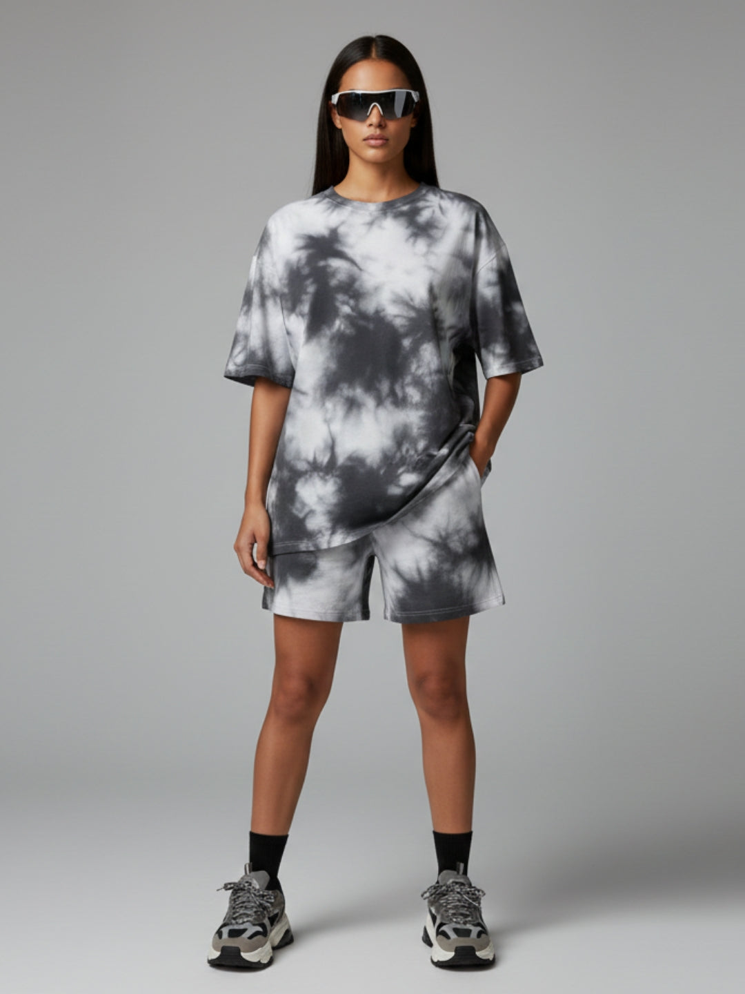 White Black Tie-Dye Co-ord Set – Women