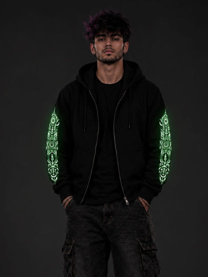Lunar Totem Zip Hoodie – Glow in the Dark